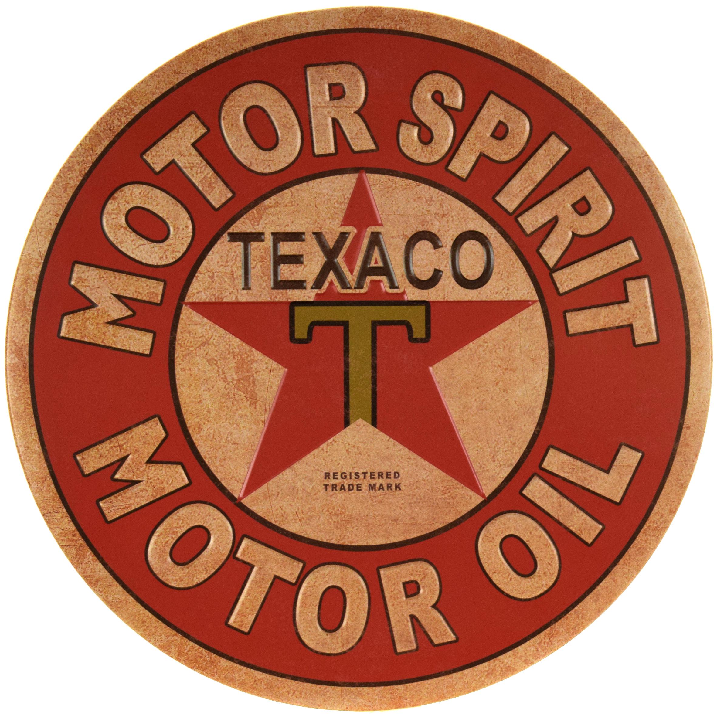 Табличка металлическая Texaco Motor Spirit, Motor Oil круглая 30 см