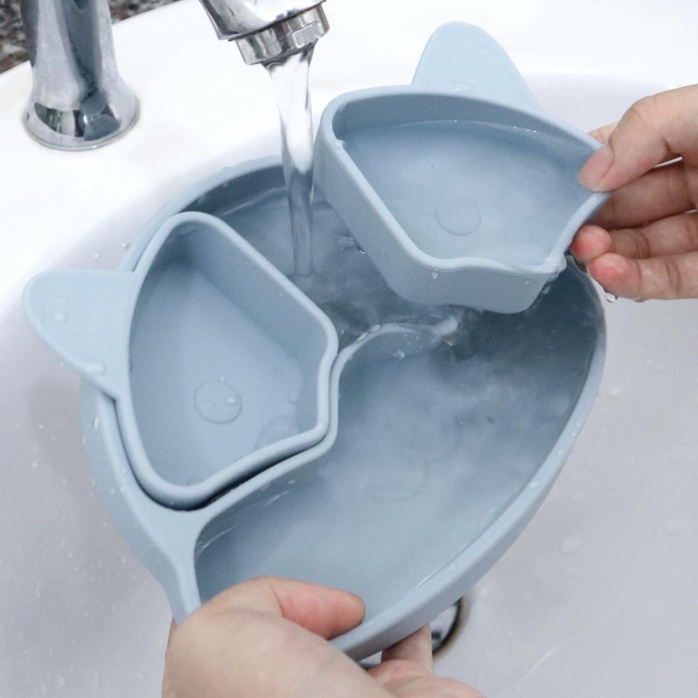 Набір дитячого посуду на присосках силіконовий Блакитний (22391341) - фото 8