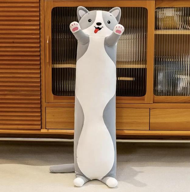 М'яка іграшка-обнімашка Собака коргі 70 см Сірий