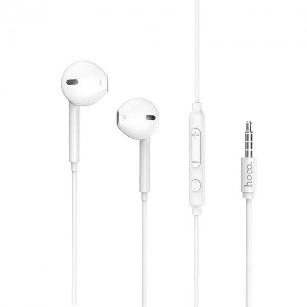 Навушники Hoco M55 Memory sound wire control earphones з мікрофоном White