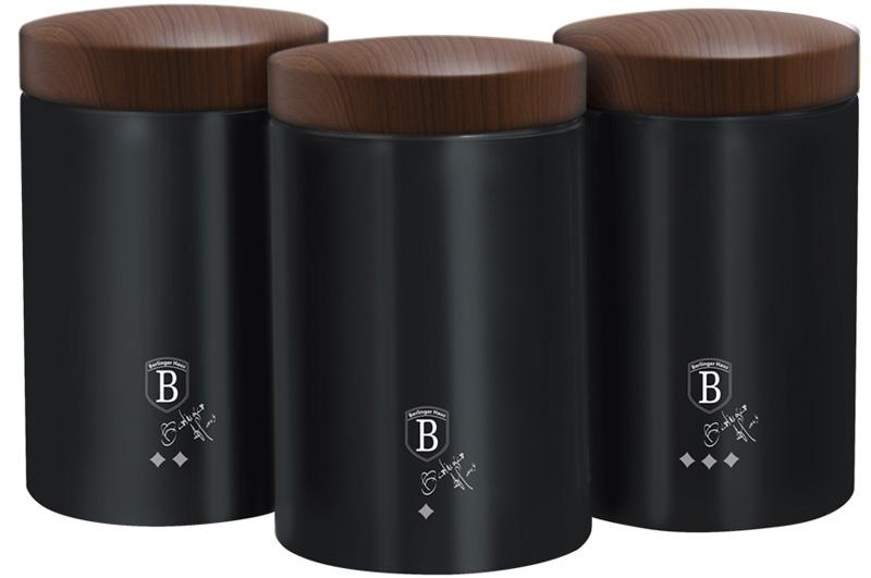 Набір банок Berlinger Haus Ebony Rosewood 3 шт. Ø 11х17,8 см з нержавіючої сталі (BH-6454)