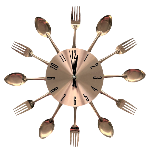 Часы настенные металлические Timelike ЛВ-Мет-G Столовые приборы ложки и вилки 32 cм Медный (1951087171)
