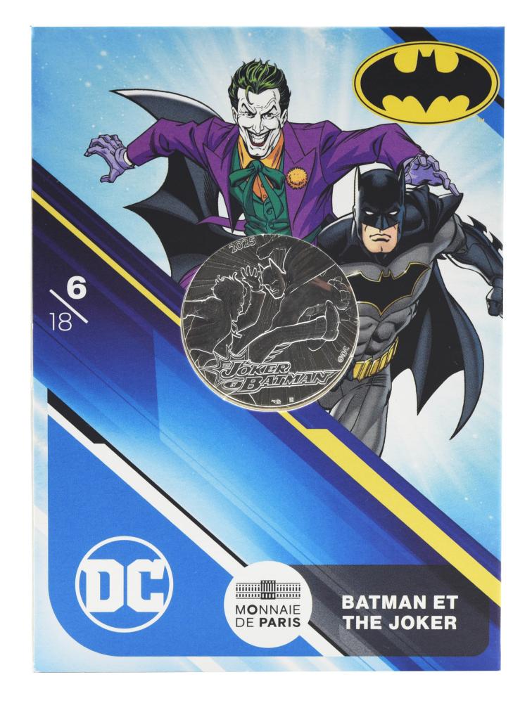 Коллекционная монета Франция 10 евро 2025 серебро UNC Комиксы DC-6/18-Batman et the Joker-Бэтмен и Джокер (М24206)
