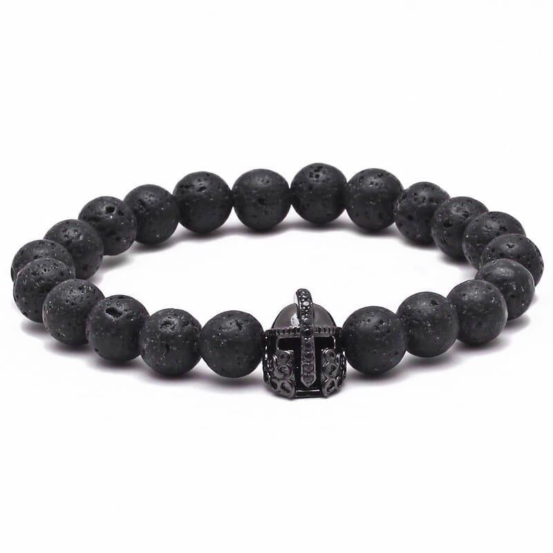 Браслет із лавового каменю з шоломом р. 16 (10001)