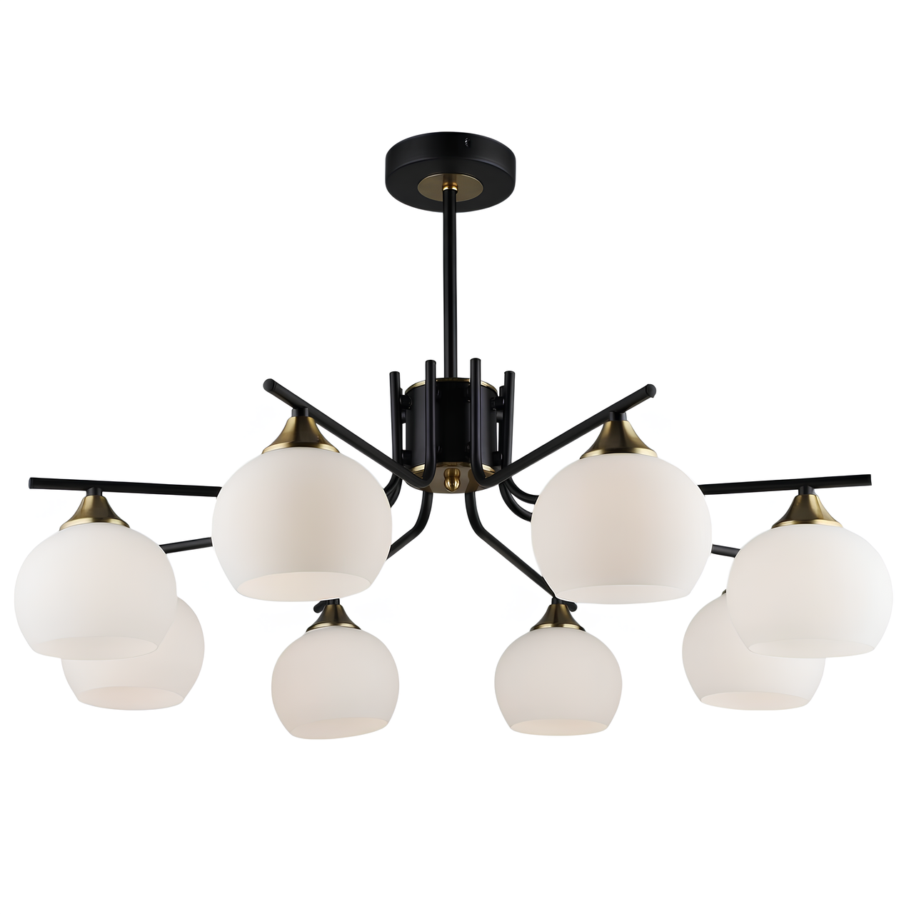 Люстра Valeso на восемь стеклянных плафонов под лампы Е27 Черный/Медный (N6616/8)