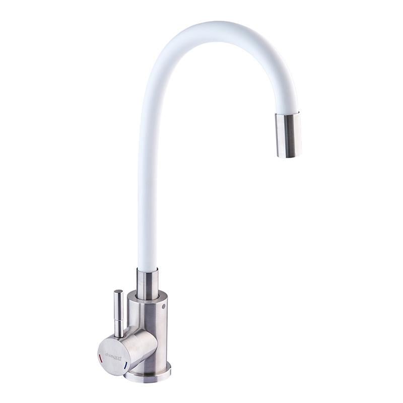 Смеситель для кухни Champion SUS-011 Refl с силиконовым изливом из нержавеющей стали White (CH0331)