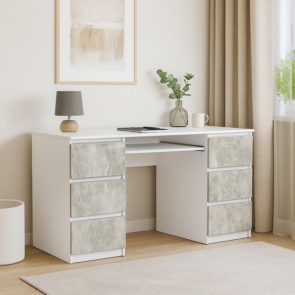 Стіл письмовий СП6 6Я SENAM 780х1600х600 мм корпус ДСП Білий фасад ДСП Ательє світлий Стіл письмовий СП6 6Я SENAM 780х1600х600 мм корпус ДСП Білий фасад ДСП Ательє світлий