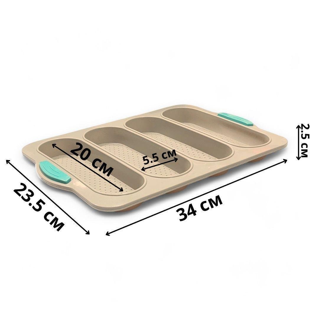 Форма для випікання багетів LuxShine G123 Mini Baguette 4в1 перфорована силіконова Бежевий (205292-беж) - фото 5