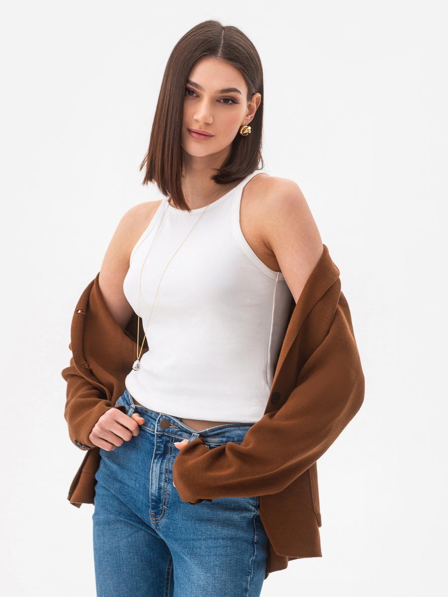 Піджак легкий тонкий в'язаний жіночий SVTR р. 42-50 Коричневий (596) Піджак легкий тонкий в'язаний жіночий SVTR р. 42-50 Коричневий (596)