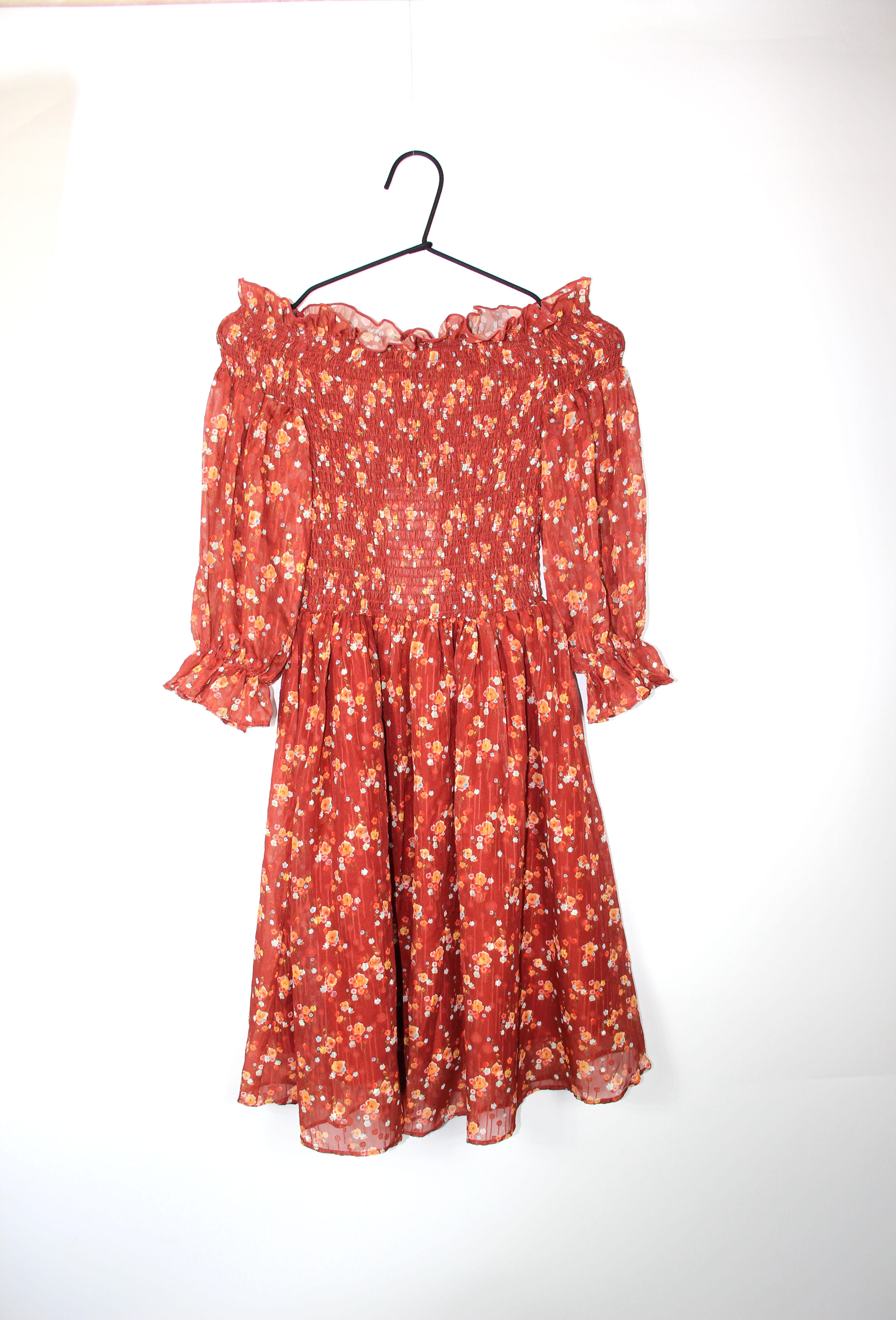 Платье Vero Moda 31837C520 Цветы S Бордовый