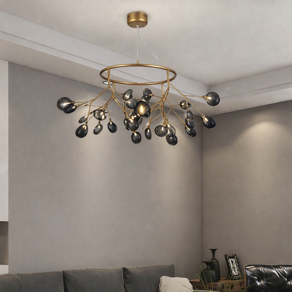 Люстра-кільце сучасна на 27 графітових ламп Золотий (H687/27 GD_820)