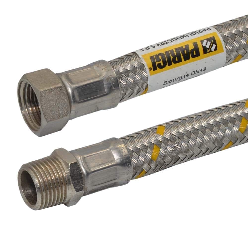 Газовый шланг Parigi Sicurgas T ВН 1/2x1/2" 0,4 м нержавеющая сталь (S11S42S40400)