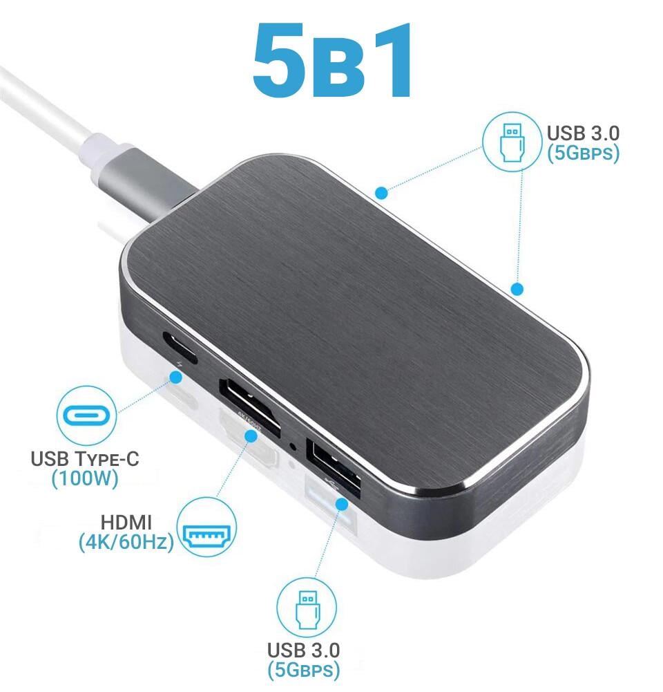 USB Type-C хаб-разветвитель Digital Lion MH-08 многопортовый концентратор 5в1 - фото 4