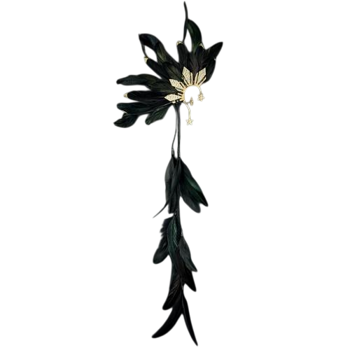 Кафф з пір'ям Крило Вирію Seta Decor (26-616BLK-GL)