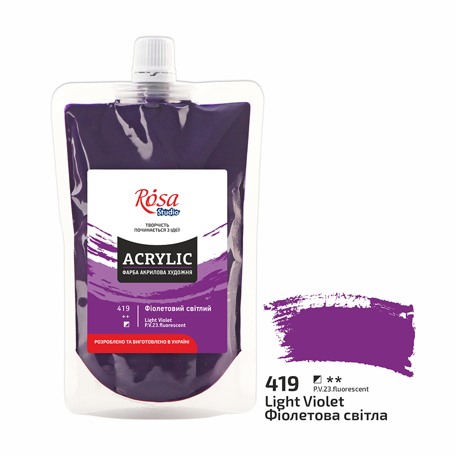 Акриловая краска ROSA Studio 323200419 6 шт. 200 мл Светло-фиолетовый/419 (4823098519683) - фото 1 Акриловая краска ROSA Studio 323200419 6 шт. 200 мл Светло-фиолетовый/419 (4823098519683) - фото 1