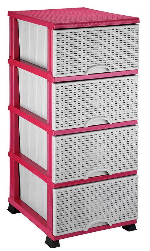 Комод пластиковый 4 ящика 90х45,5х37,5 Розовый (472741-Prob)