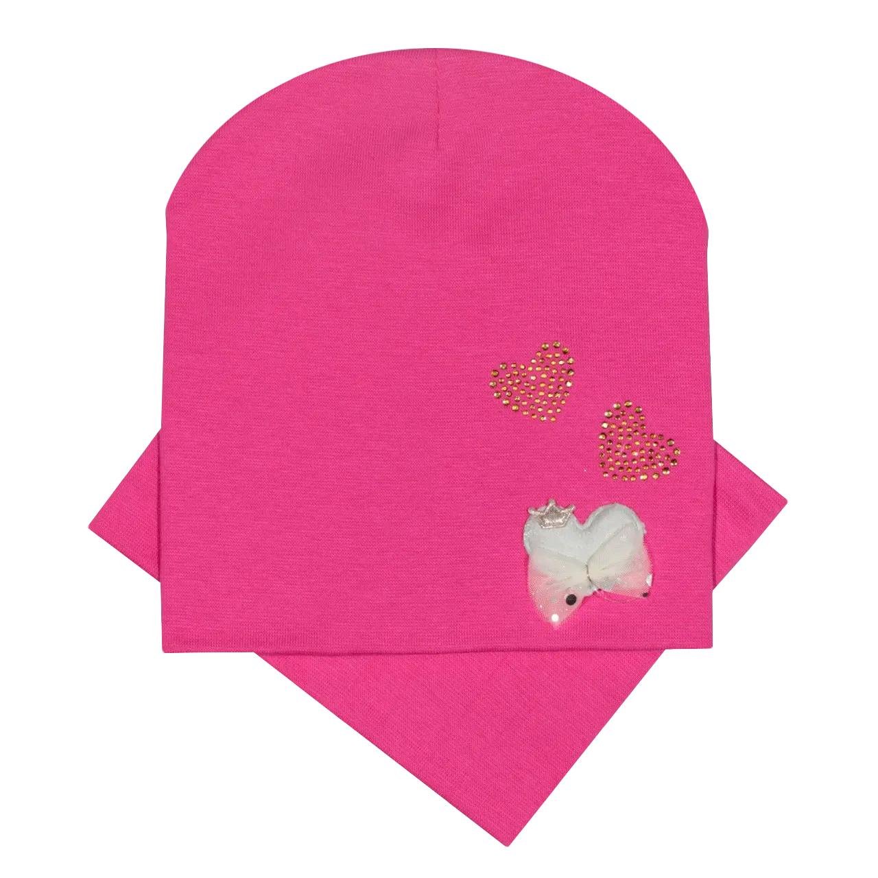 Комплект шапка с хомутом для девочки Канта Kids Hat Бант 48-52 Розовый (OC-711)