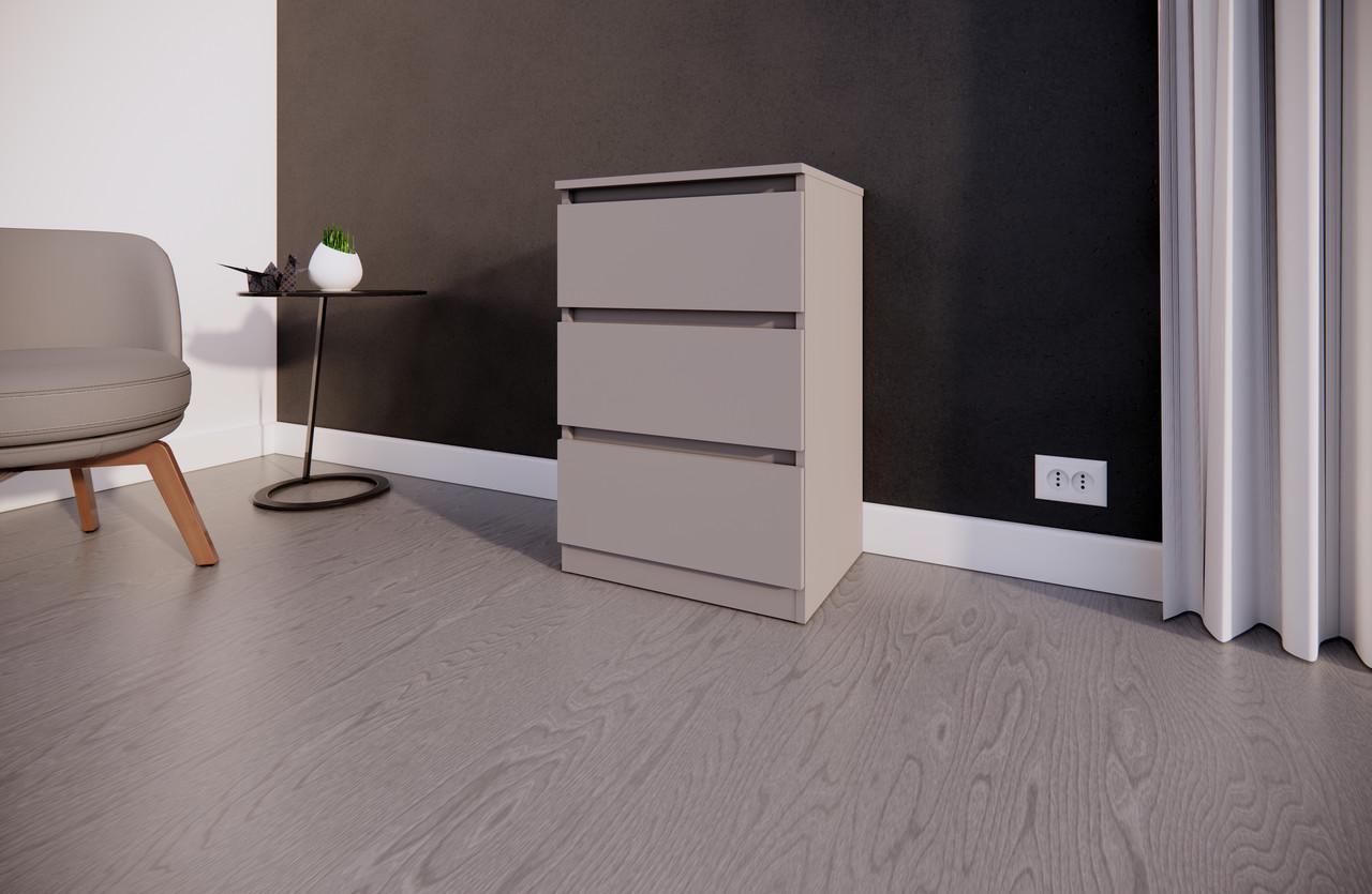 Комод MEBEX на 3 шухляди 60х40х77,4 см Сірий світлий (VM3B600LG) - фото 4 Комод MEBEX на 3 шухляди 60х40х77,4 см Сірий світлий (VM3B600LG) - фото 4