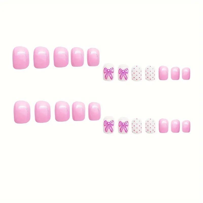 Накладные короткие ногти Pink Bow квадрат с клеевыми пластинами 24 шт. Розовый (2789190720) - фото 6 Накладные короткие ногти Pink Bow квадрат с клеевыми пластинами 24 шт. Розовый (2789190720) - фото 6