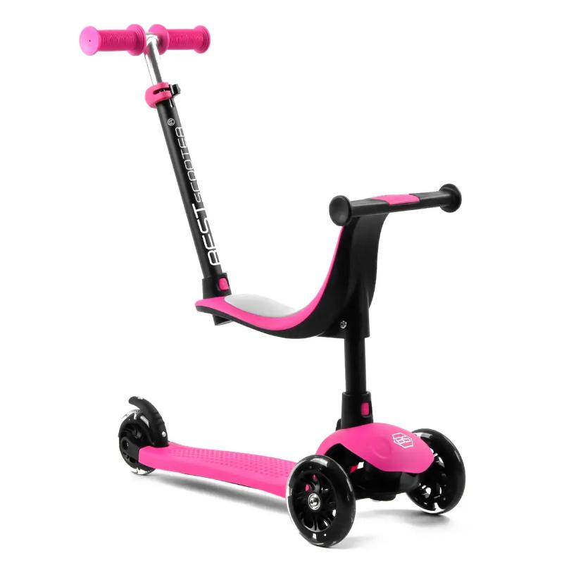 Самокат-биговел детский трехколесный Best Scooter PL-105 с родительской ручкой Розовый