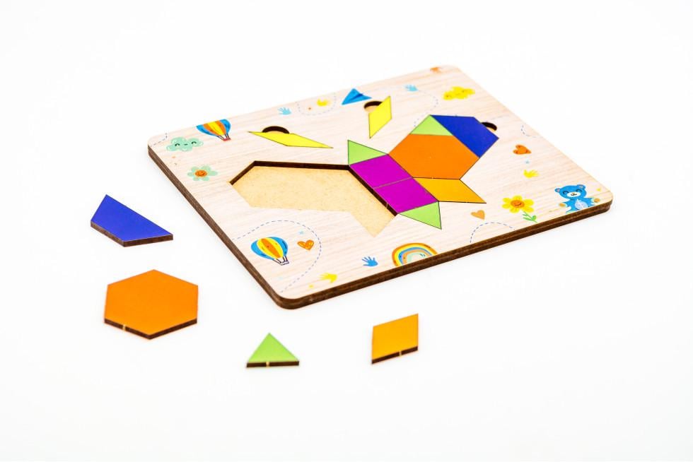 Сортер пазл детский развивающий PuzzleOK Танграм Бабочка 17 деталей