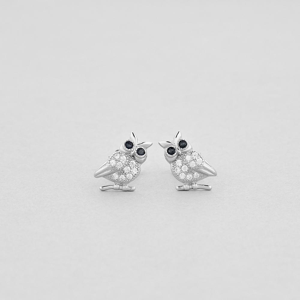 Серебряные серьги Minimal Сова (9389)