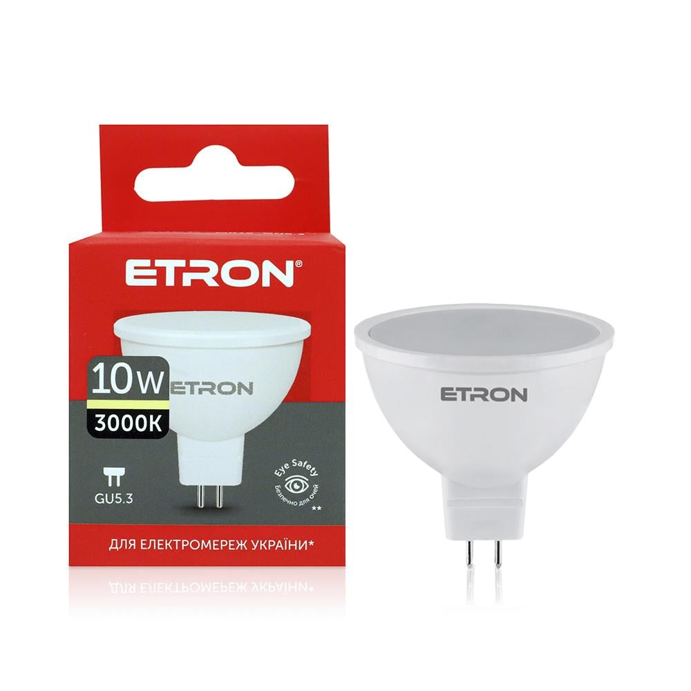 Светодиодная лампа ETRON 1-ELP-859 10W 3000K GU5.3 MR16 с теплым светом (45984)