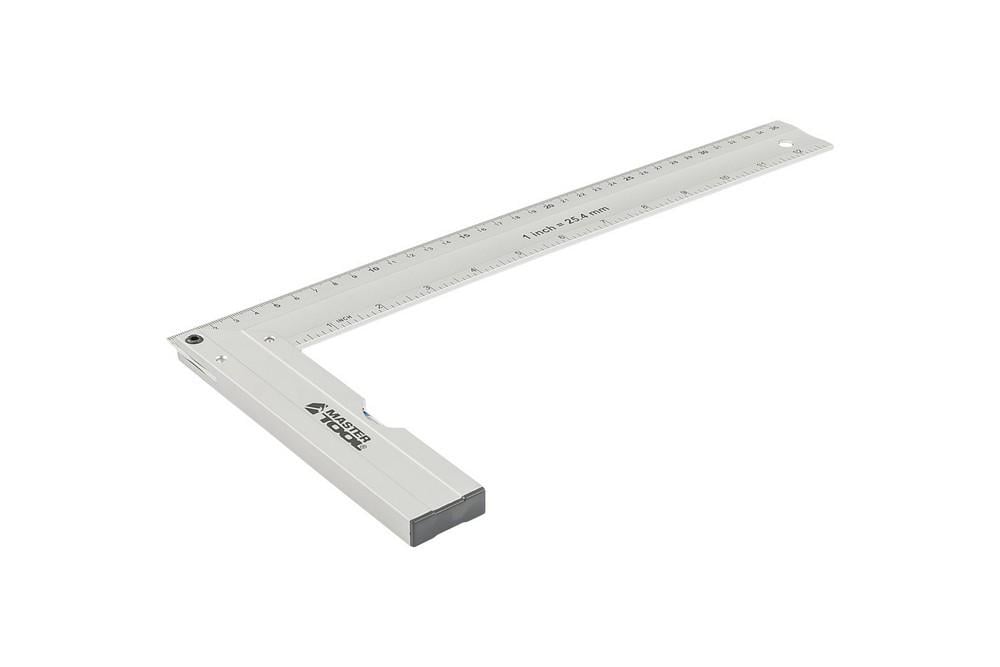 Кутник будівельний алюмінієвий MasterTool 350 мм ручка Al з капсулою 0,5 мм/1 м (30-4350)
