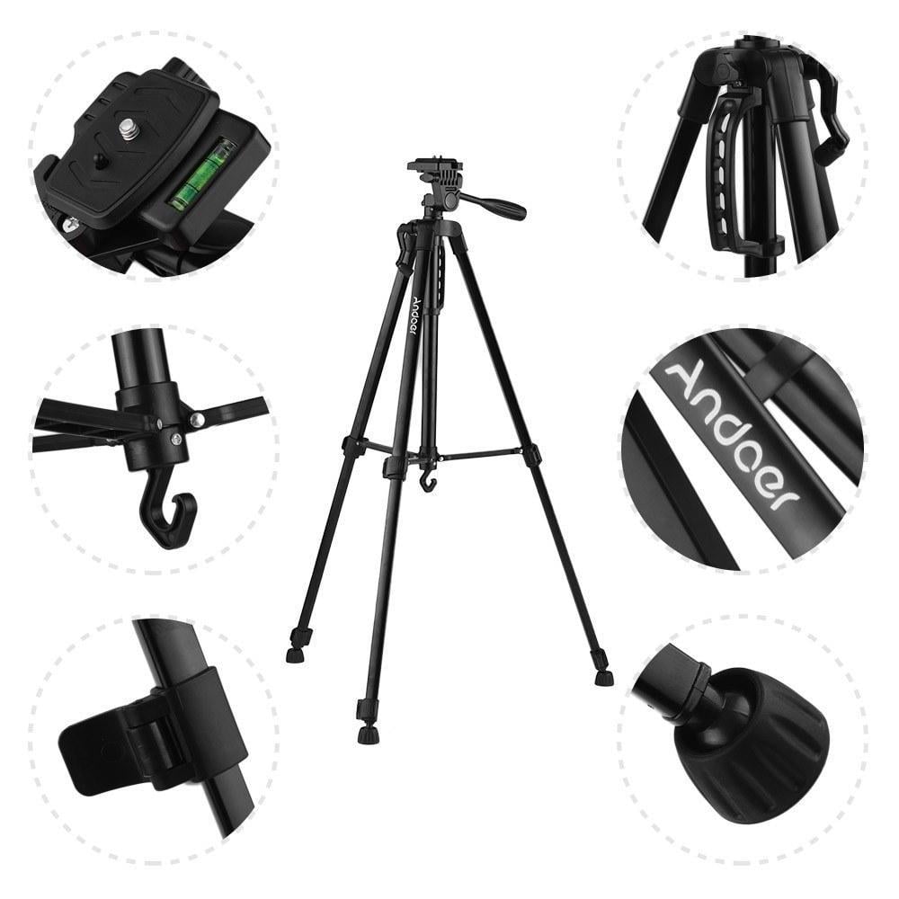 Штатив для смартфона та камери Andoer TR-01 трипод алюмінієвий з тримачем для телефона Чорний - фото 4