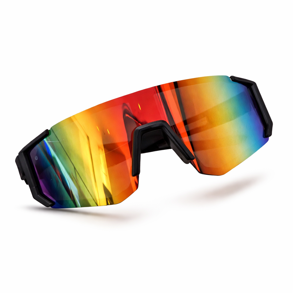 Солнцезащитные очки с панорамной линзой и зеркальным покрытием Оранжево-черный