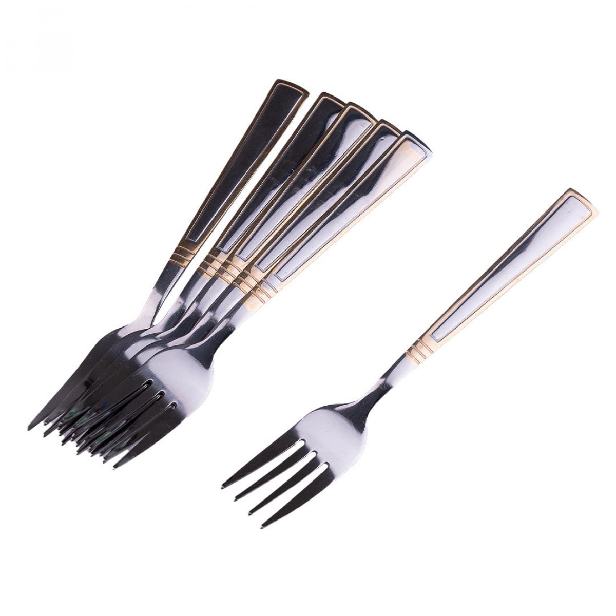 Набор столовых вилок с каймой 6 шт. Хром с золотым (HP702)