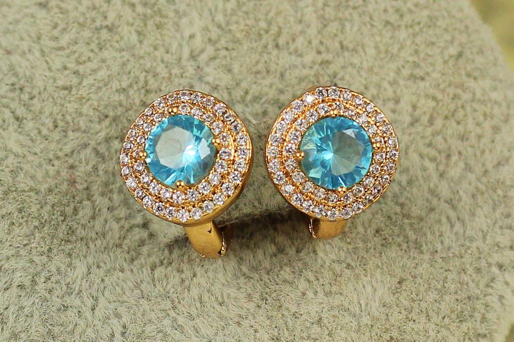 Серьги Xuping Jewelry большая мечта с голубым камнем 1,3 см Золотистый (27001192)