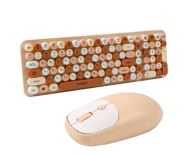 Клавиатура беспроводная TWolf TF350 Colorful Dairy Bluetooth с мышкой - фото 3