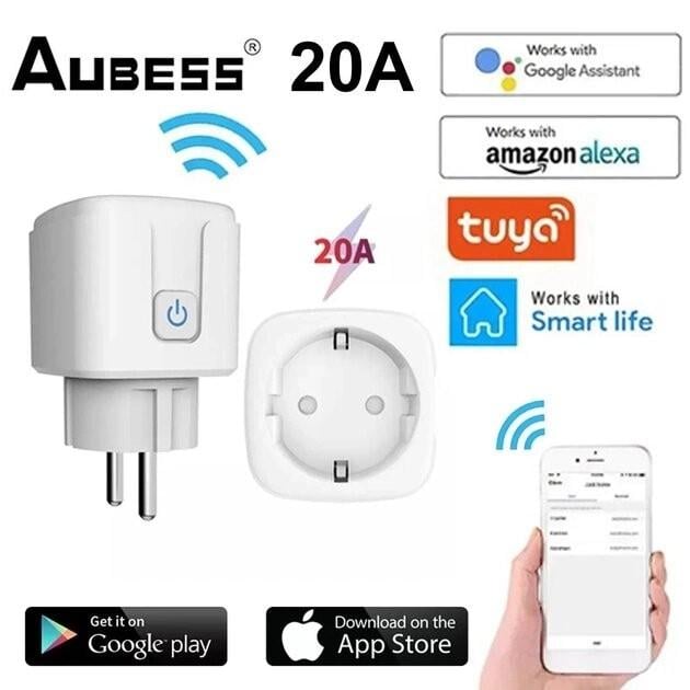 Умная розетка с таймером Aubess Wi-Fi 20А Android/iOS 4400 Вт Wifi smart plug - фото 6