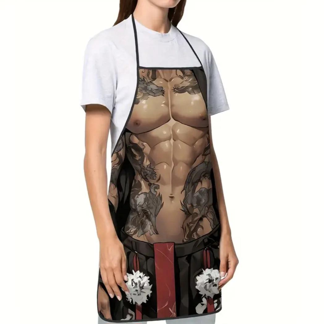 Фартук мужской прикольный Торс с тату 74x54 см Разноцветный (836594) - фото 2 Фартук мужской прикольный Торс с тату 74x54 см Разноцветный (836594) - фото 2