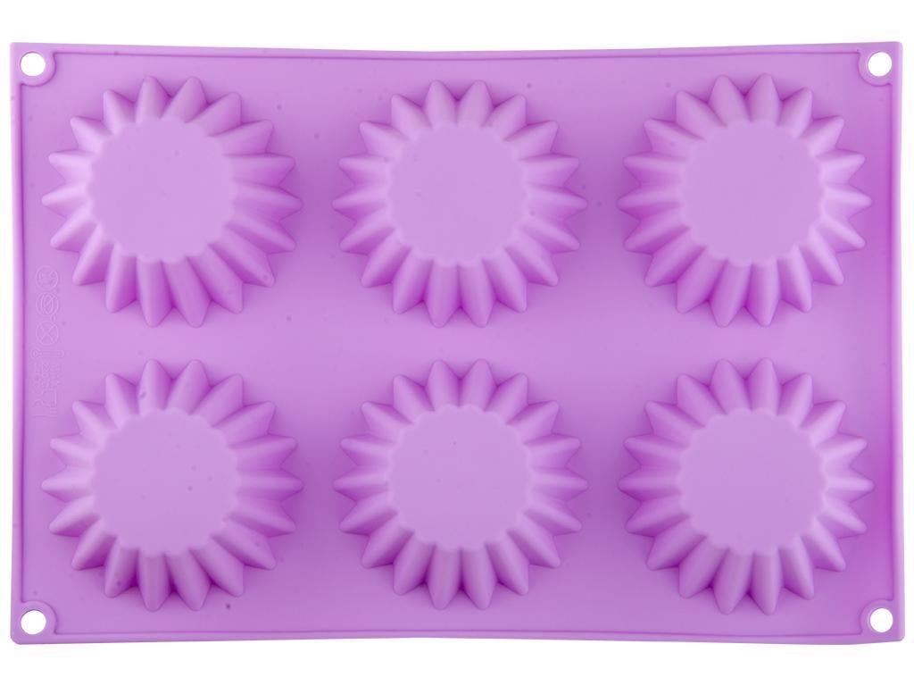 Форма силиконовая для кексов Stenson The sun на 6 порций 8,5х3 см/30,8х20,6х3 см Сиреневый (MMS-MH-2049)