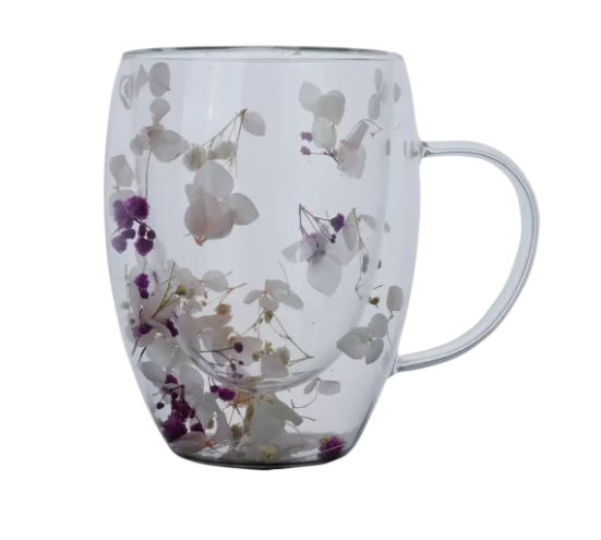 Набор стеклянных чашек Vittora VT-6003-350 Цветочный покой с двойным дном 2 шт. 200 мл (2778120974)