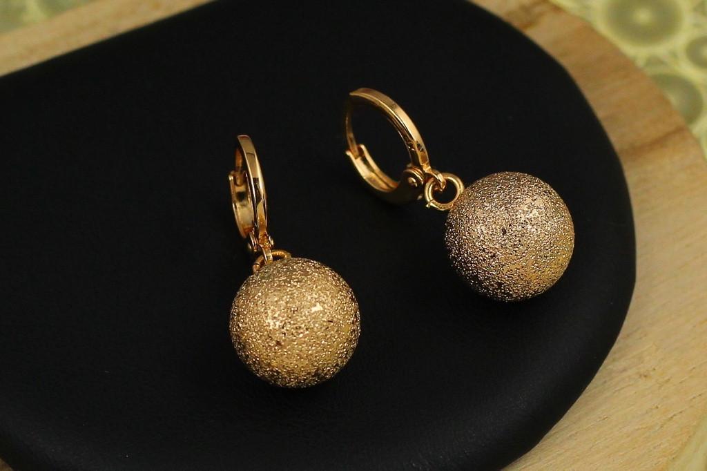 Серьги Xuping Jewelry шагреневые шарики 2,5 см Золотистый (2540632047)