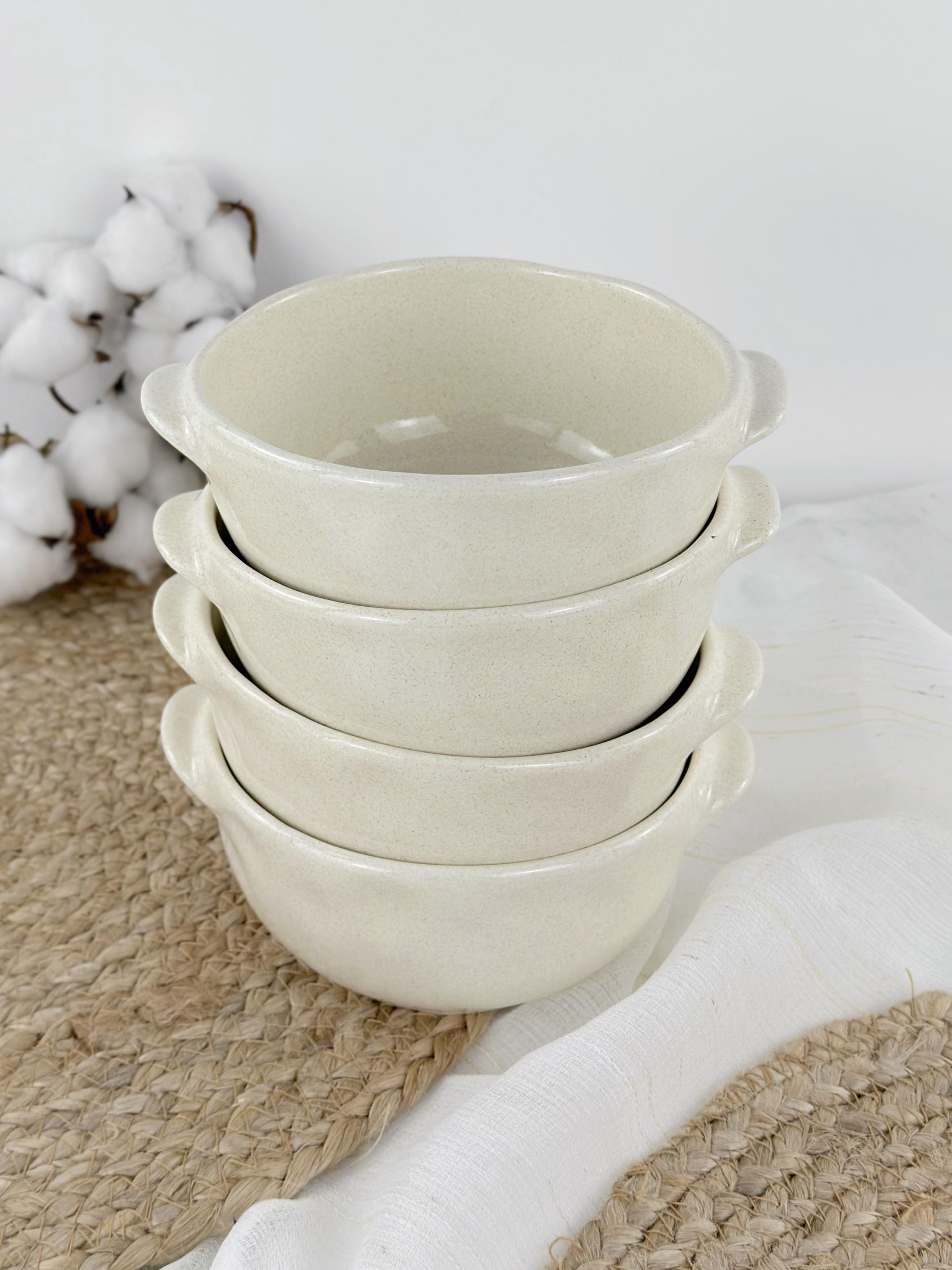 Набор глиняных бульонниц Гражда 0,6 л на 4 человек Белый (17007-9)