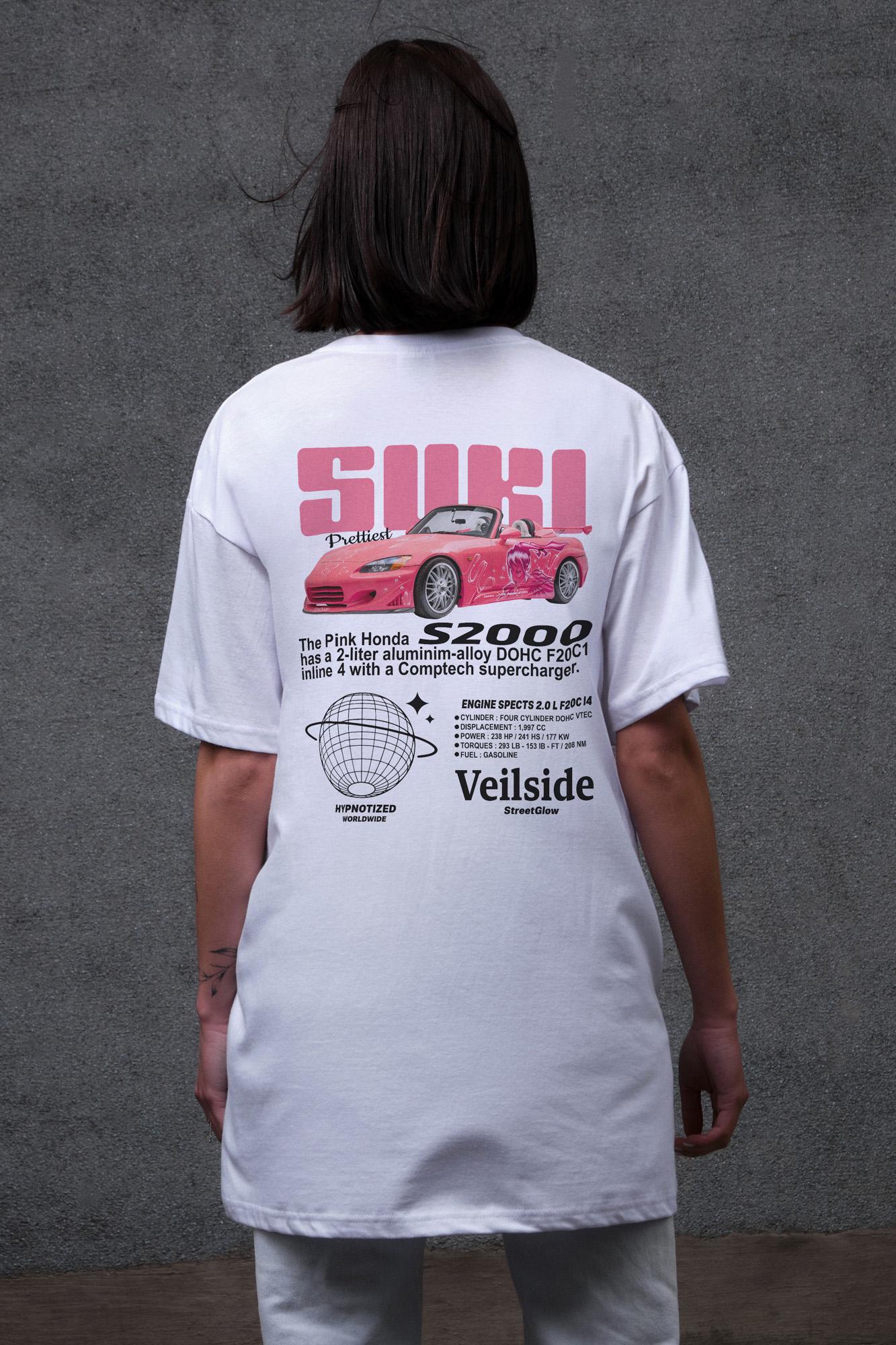 Футболка женская Without Suki с принтом оверсайз S/M White (S8049513)