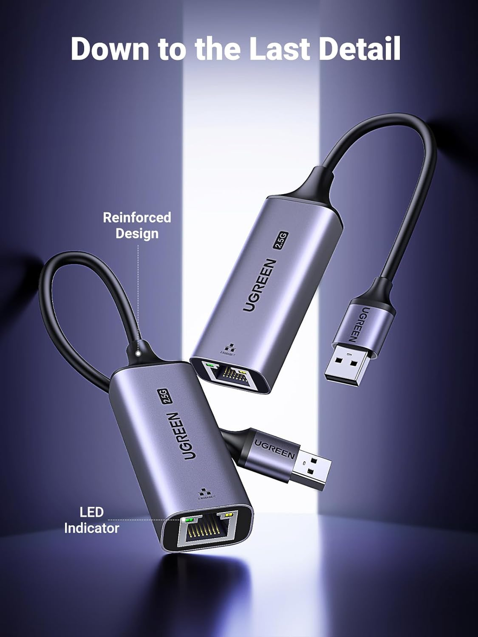 Адаптер сетевой UGREEN см 648 USB-A Ethernet Adapter RJ45 2.5G (2000174) - фото 8