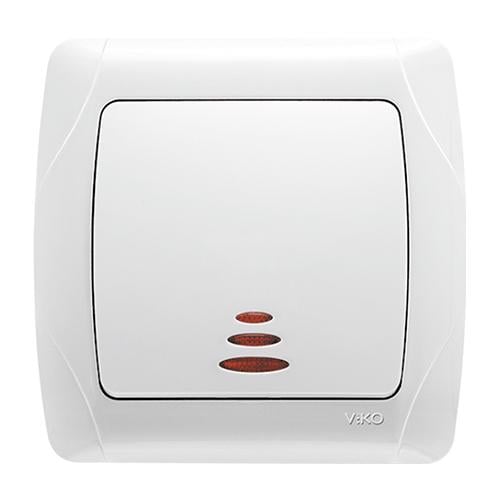 Выключатель Viko Carmen одноклавишный с подсветкой Белый (20968-е)