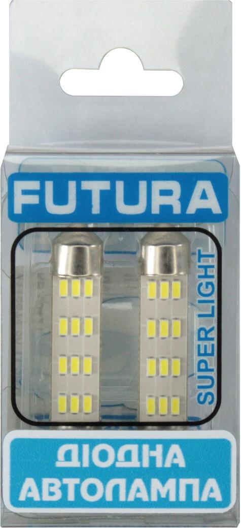 Лампочка FUTURA 2-х цокольная LED T11 C10W SMD 12 диодов 24 V-1,7 Вт SV8.5-8 41 мм 2 шт. Белый (60421)