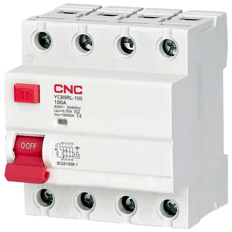 Выключатель дифференциальный CNC YCB9RL-100 3Р+N 100А 30мА 6кА тип АС (Б00041356) Выключатель дифференциальный CNC YCB9RL-100 3Р+N 100А 30мА 6кА тип АС (Б00041356)