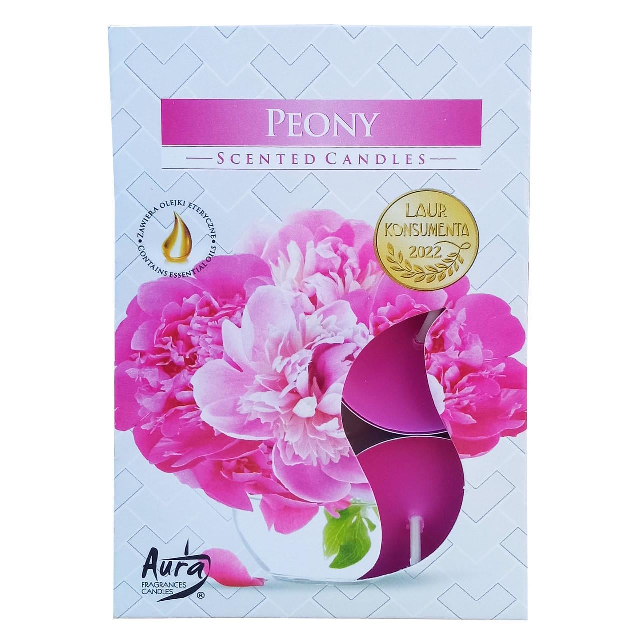 Свеча таблетка ароматическая Bispol Пионы 6 шт. (7G-p15-157)