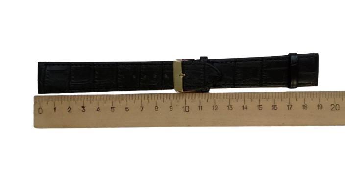 Ремешок для часов кожаный крокодил 22 мм L-190 мм XL Черный (3653А) - фото 3