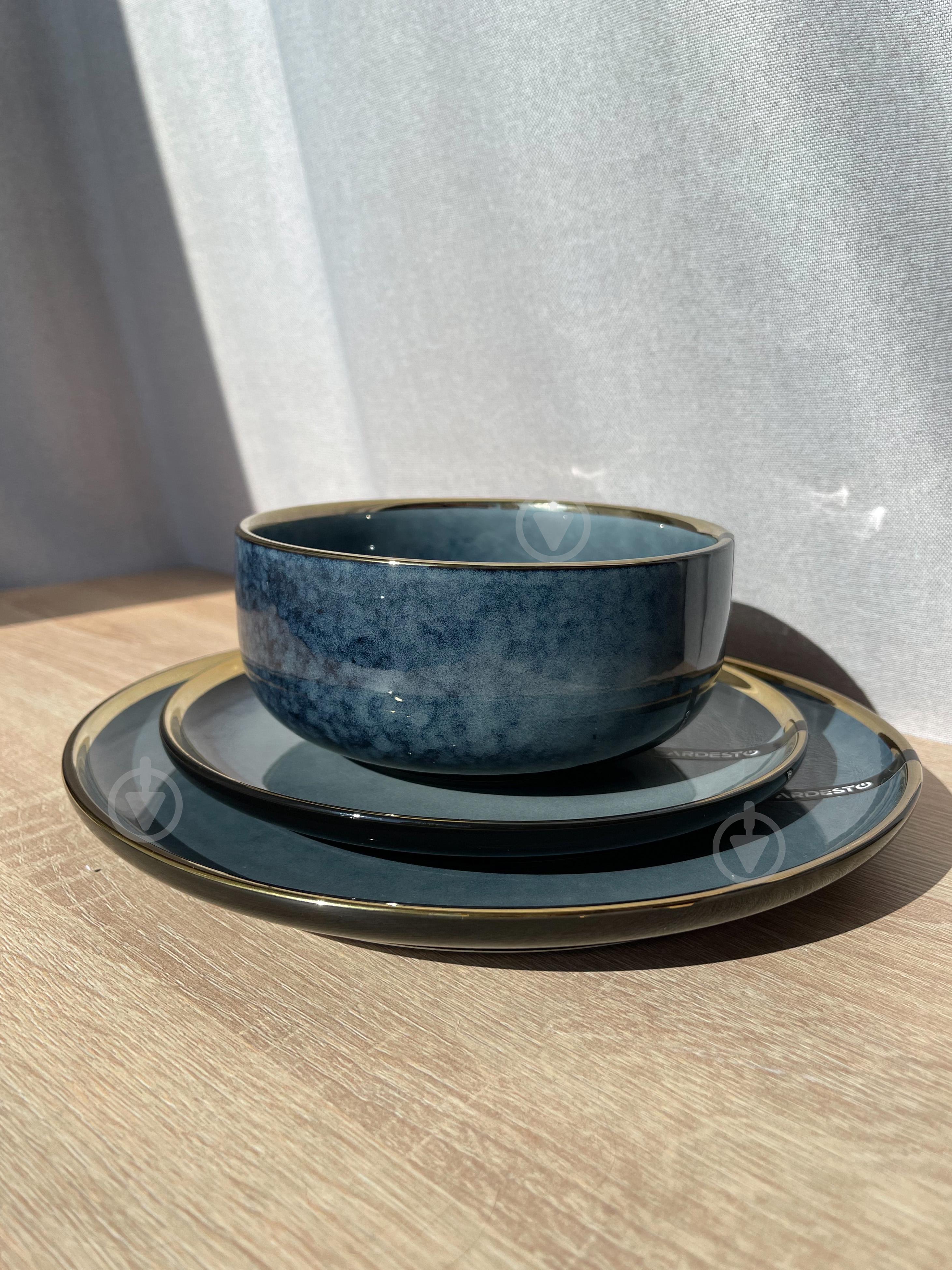 Сервиз столовой посуды Ardesto Andria 36 предметов 12 персон керамика Синий с золотым кантом - фото 8 Сервиз столовой посуды Ardesto Andria 36 предметов 12 персон керамика Синий с золотым кантом - фото 8