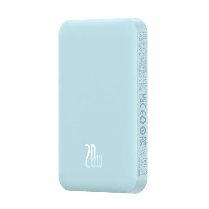 Повербанк BASEUS Magnetic Mini 5000mAh 20W с беспроводной зарядкой Qi 15W Blue (P10022107313-00) - фото 3