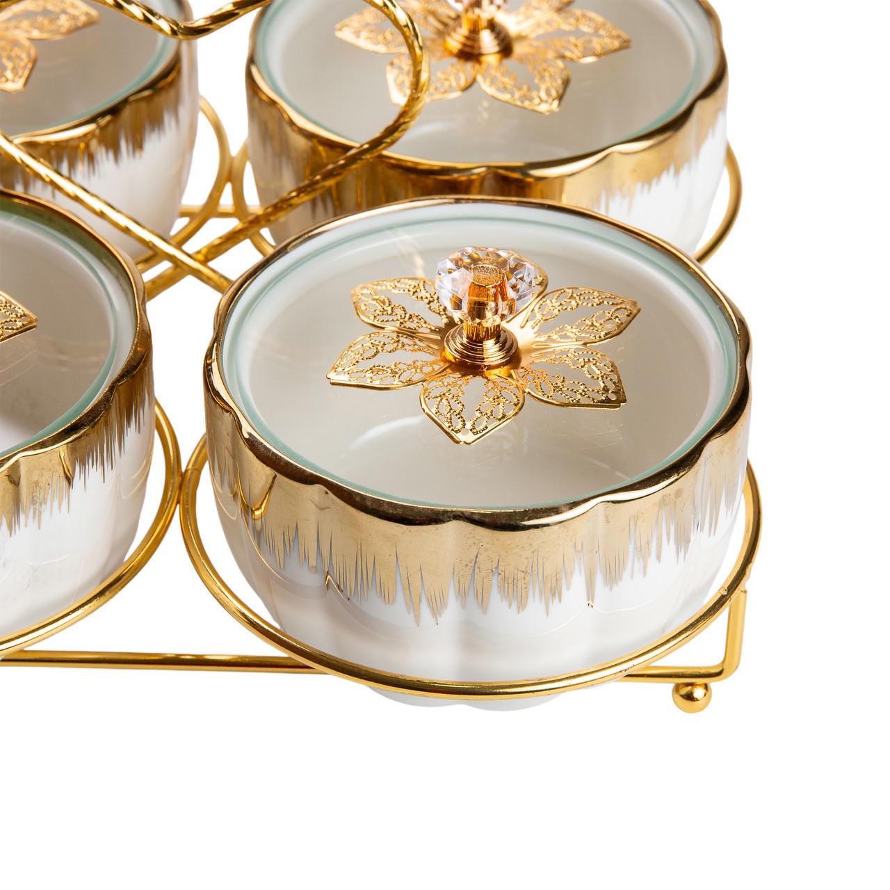 Менажница керамическая на металической подставке на 4 секции - фото 4