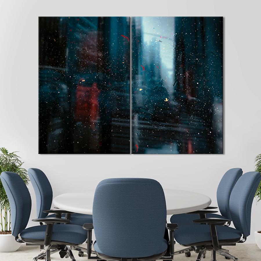 Картина Абстрактный холодный город 165x122 см (A949-2)